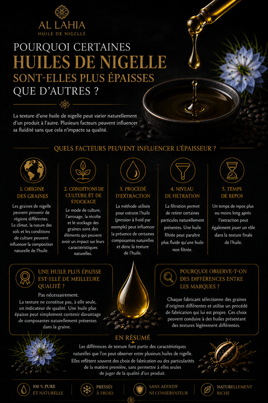 Pourquoi certaines huiles de nigelle sont-elles plus épaisses que d'autres ?